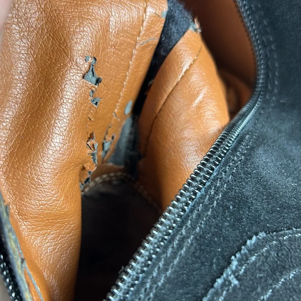 Lucky Brand Calypso Boots Womens 7‎ Black Suede Over The Knee Low Heel Lug Sole